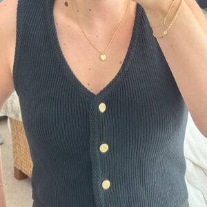 Abercrombie & Fitch Black Knit Vest with Gold Accents